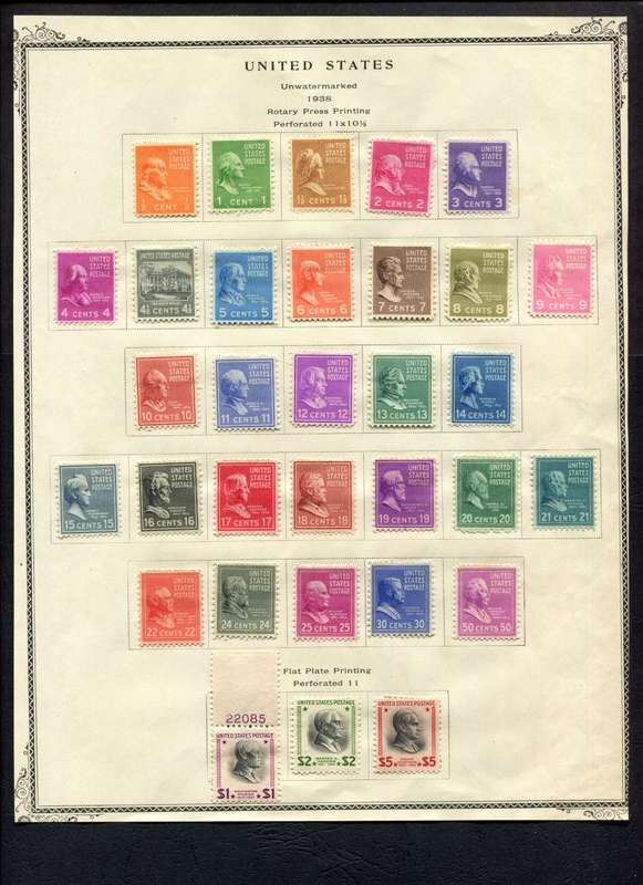 USA - 32 Stamps Mounted (Hinged) On Old Album Page