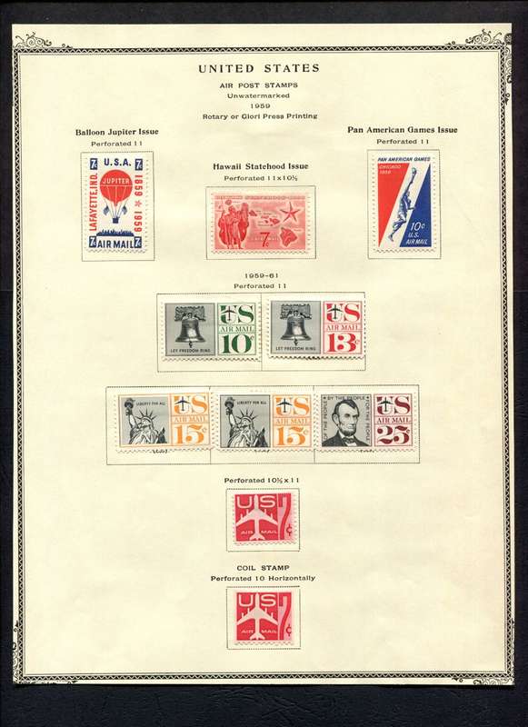 USA - 10 Stamps Mounted (Hinged) On Old Album Page