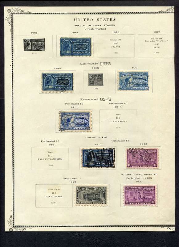 USA - 8 Stamps Mounted (Hinged) On Old Album Page