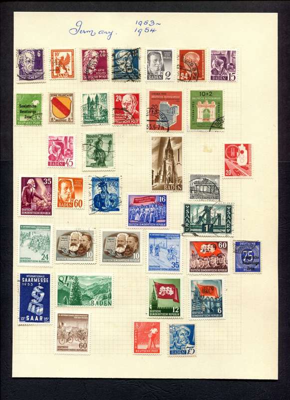 Germany - 35 Stamps Mounted (Hinged) On An Old Album Page