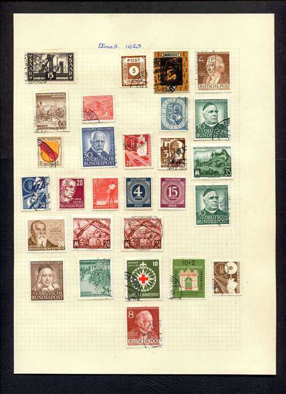 Germany - 28 Stamps Mounted (Hinged) On An Old Album Page
