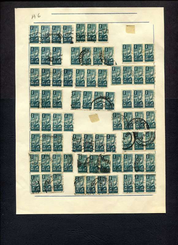 Union of SA - 77 Stamps Mounted (Hinged) on Old Stock Page