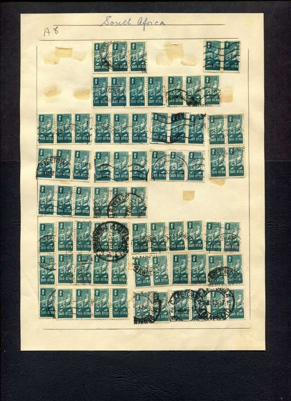 Union of SA - 73 Stamps Mounted (Hinged) on Old Stock Page