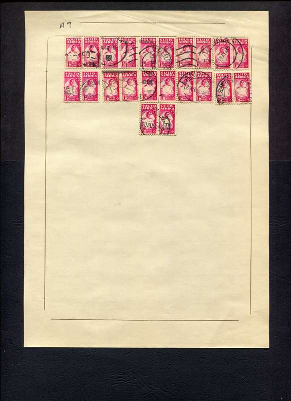 Union of SA - 22 Stamps (NO Units) Mounted (Hinged) on Old Stock Page