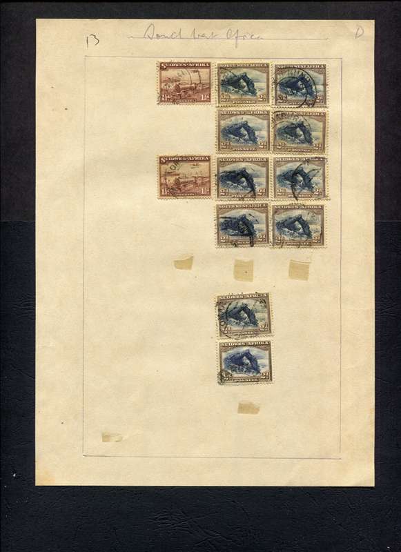 SWA - 10 Stamps Mounted (Hinged) on Old Stock Page