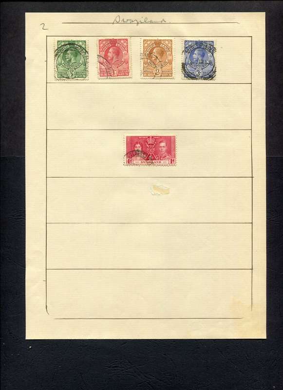 Swaziland - 5 Stamps Mounted (Hinged) on Old Stock Page
