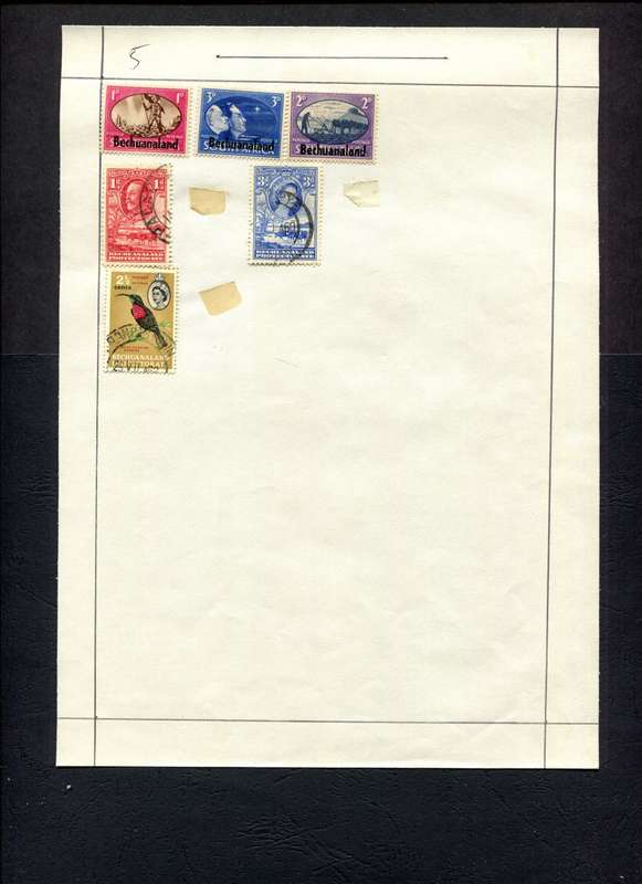 Bechuanaland - 6 Stamps Mounted (Hinged) on Old Stock Page