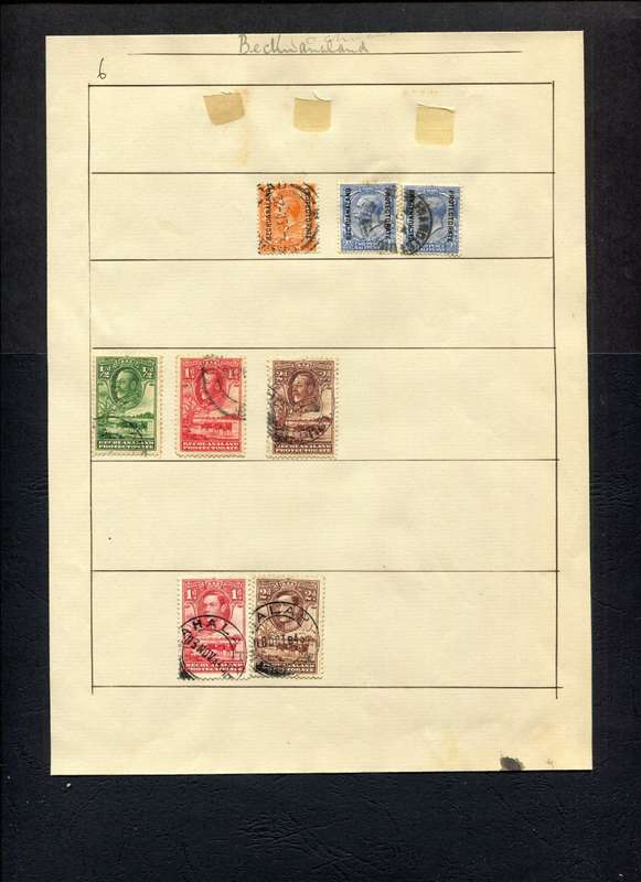 Bechuanaland - 8 Stamps Mounted (Hinged) on Old Stock Page