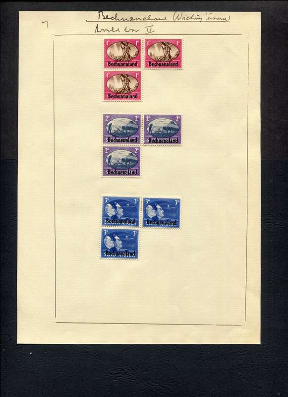 Bechuanaland - 9 Stamps Mounted (Hinged) on Old Stock Page