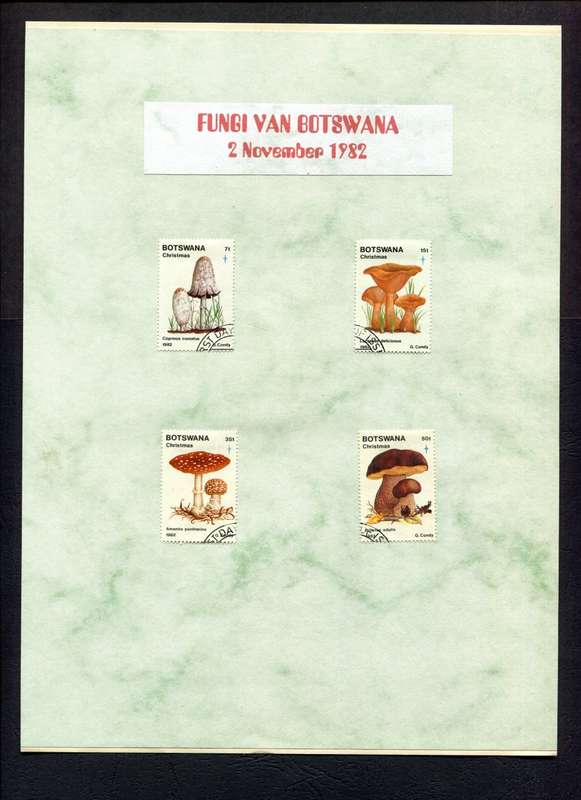 Botswana - Fungi - 4 Stamps Mounted (Hinged) on Old Album Page
