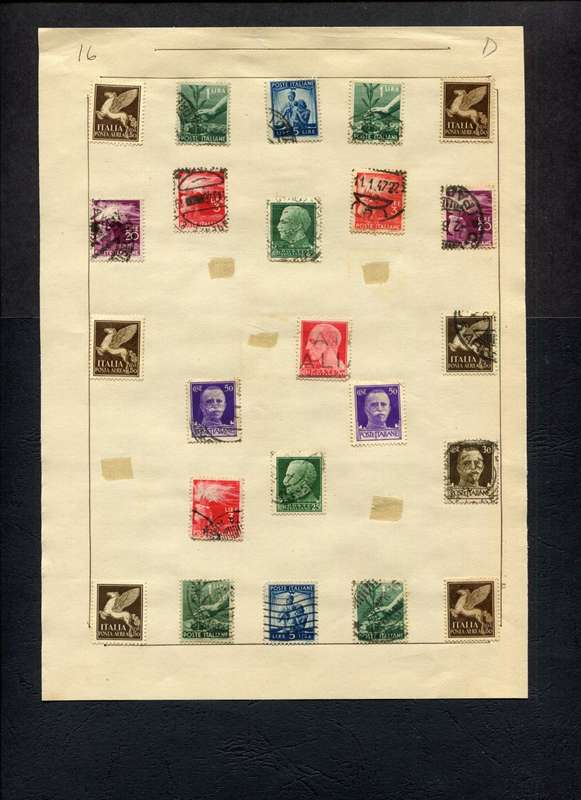 Italy - 23 Stamps Mounted (Hinged) on Old Album Page