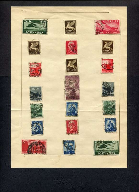 Italy - 20 Stamps Mounted (Hinged) on Old Album Page