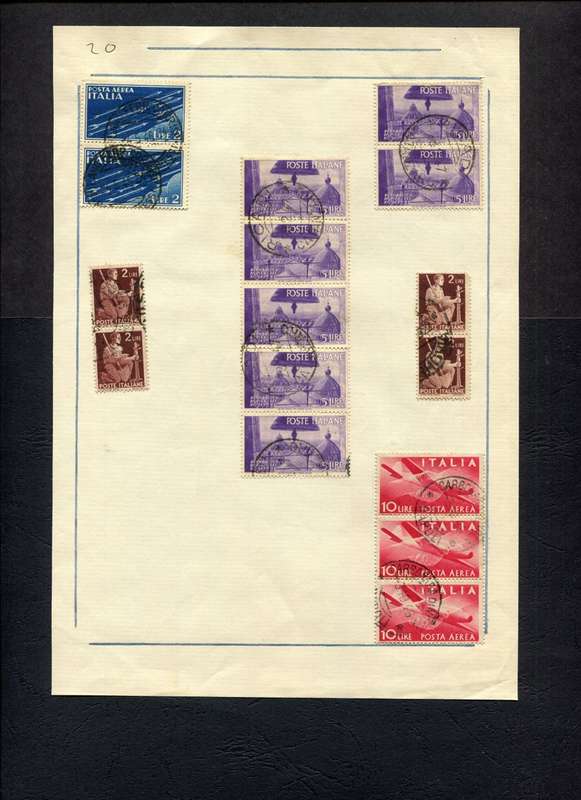 Italy - 16 Stamps Mounted (Hinged) on Old Album Page