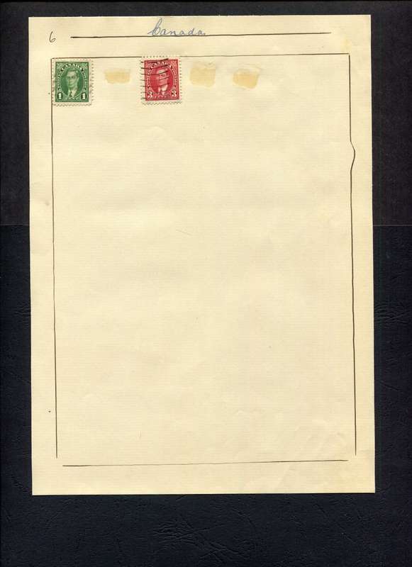 Canada - 2 Stamps Mounted (Hinged) on Old Album Page