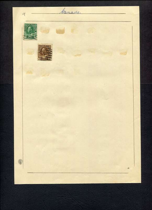 Canada - 2 Stamps Mounted (Hinged) on Old Album Page
