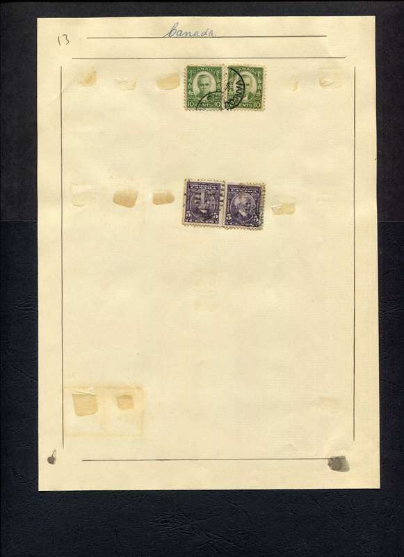 Canada - 3 Stamps Mounted (Hinged) on Old Album Page