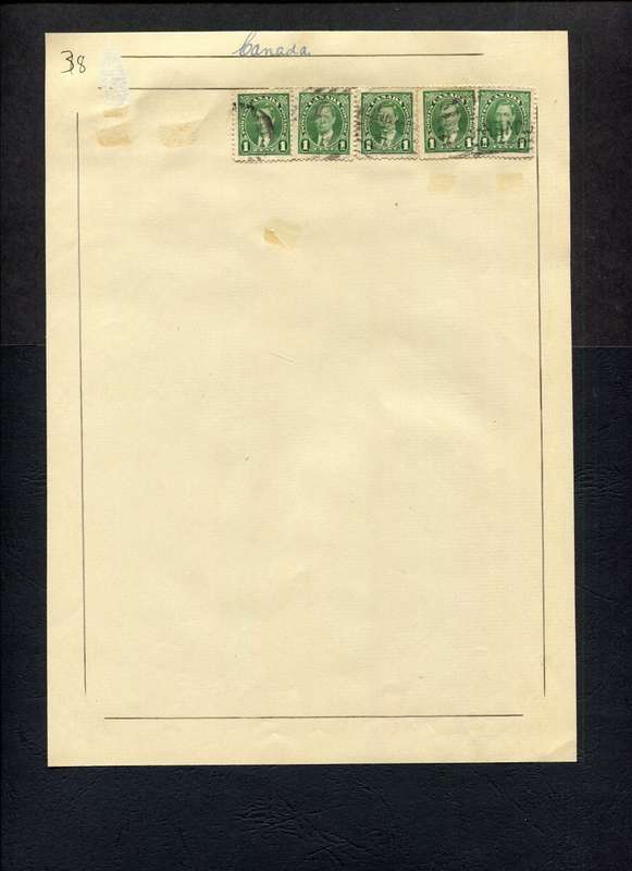 Canada - 5 Stamps Mounted (Hinged) on Old Album Page