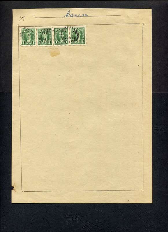 Canada - 4 Stamps Mounted (Hinged) on Old Album Page