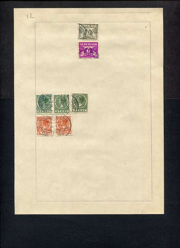 Netherlands - 7 Stamps Mounted (Hinged) on Old Album Page