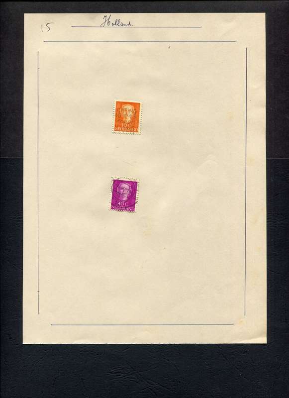 Netherlands - 2 Stamps Mounted (Hinged) on Old Album Page