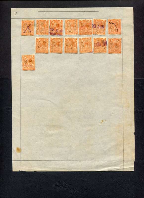 Great Britain - 14 Stamps Mounted (Hinged) on Old Album Page