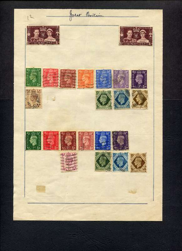 Great Britain - 23 Stamps Mounted (Hinged) on Old Album Page