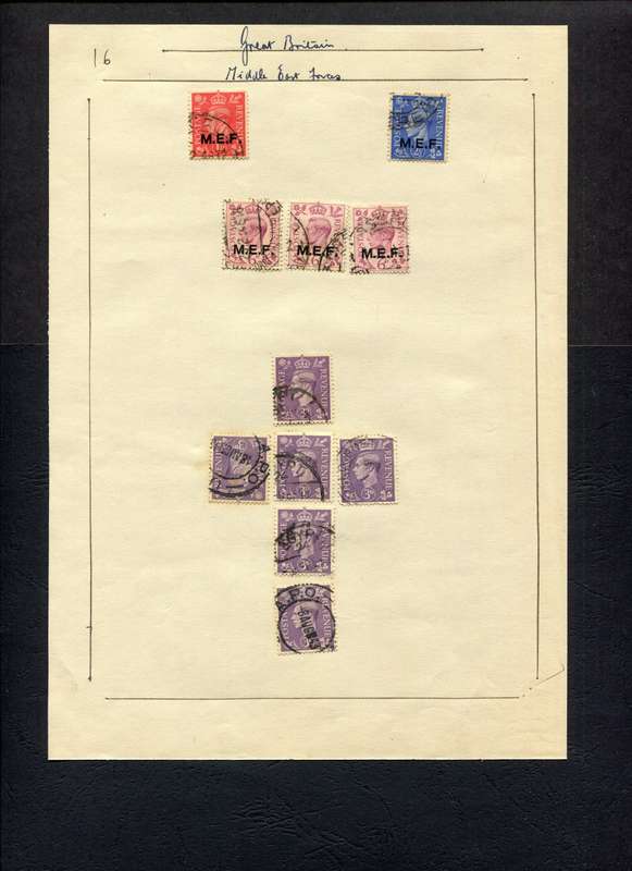 Great Britain - 11 Stamps Mounted (Hinged) on Old Album Page