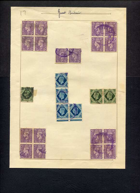 Great Britain - 25 Stamps Mounted (Hinged) on Old Album Page