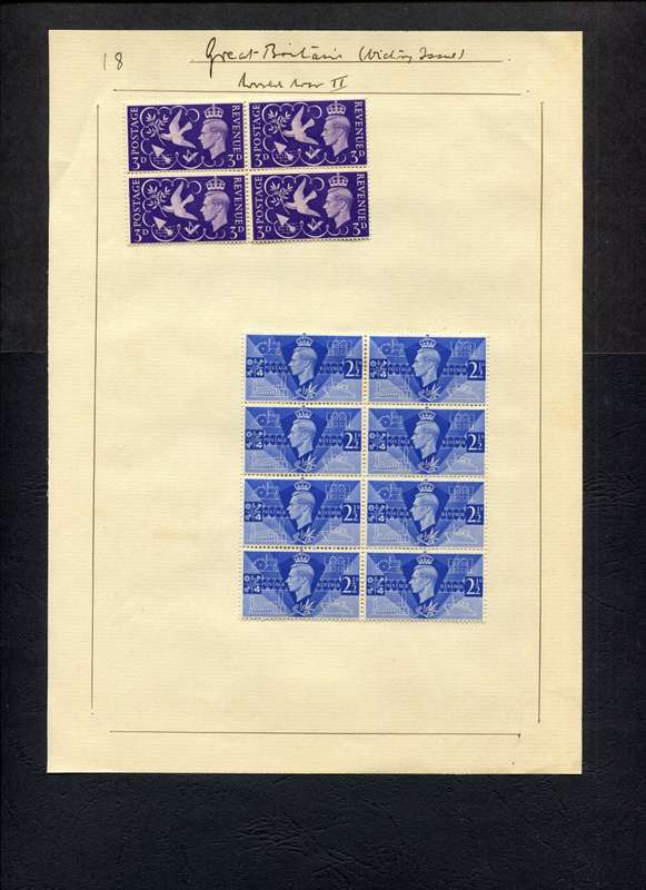 Great Britain - 12 Stamps Mounted (Hinged) on Old Album Page - 3d Separated