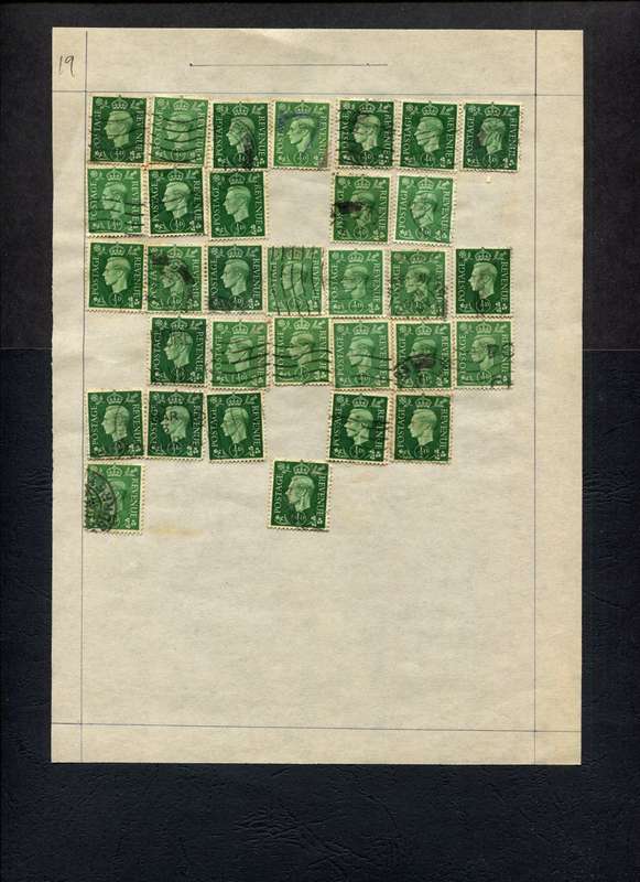 Great Britain - 32 Stamps Mounted (Hinged) on Old Album Page
