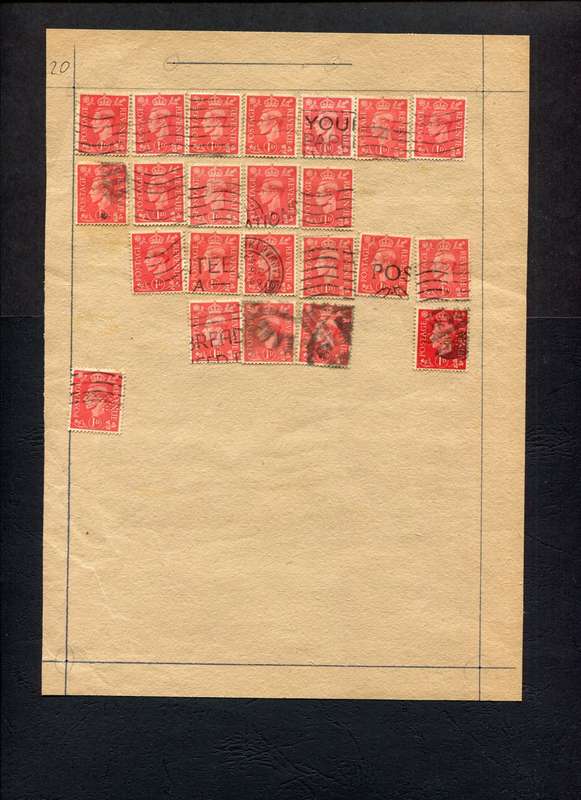 Great Britain - 23 Stamps Mounted (Hinged) on Old Album Page