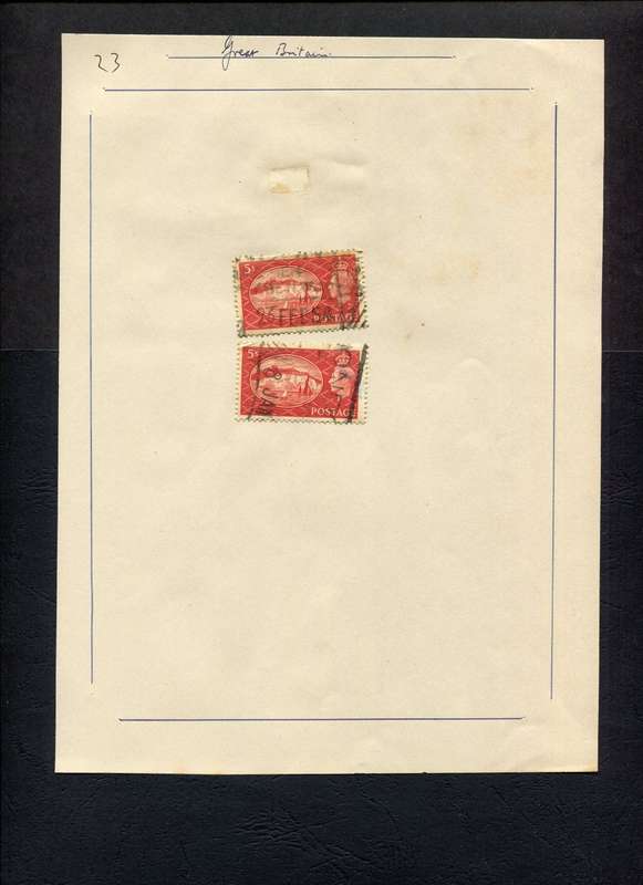 Great Britain - 2 Stamps Mounted (Hinged) on Old Album Page
