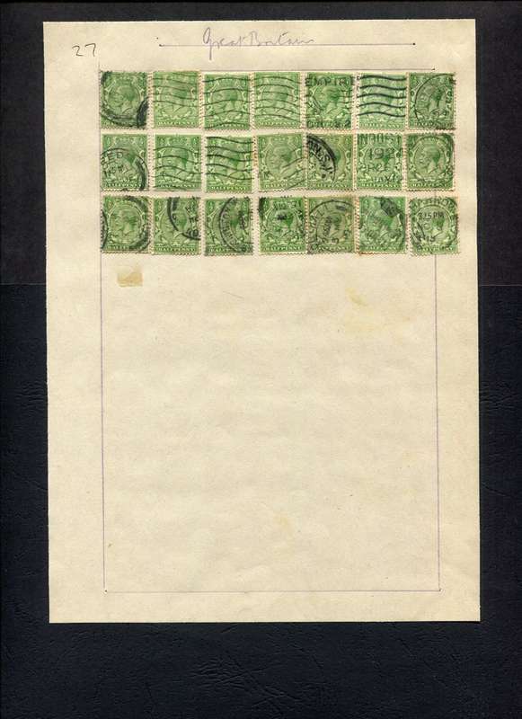 Great Britain - 21 Stamps Mounted (Hinged) on Old Album Page