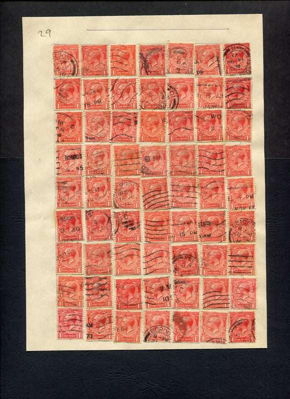 Great Britain - 63 Stamps Mounted (Hinged) on Old Album Page