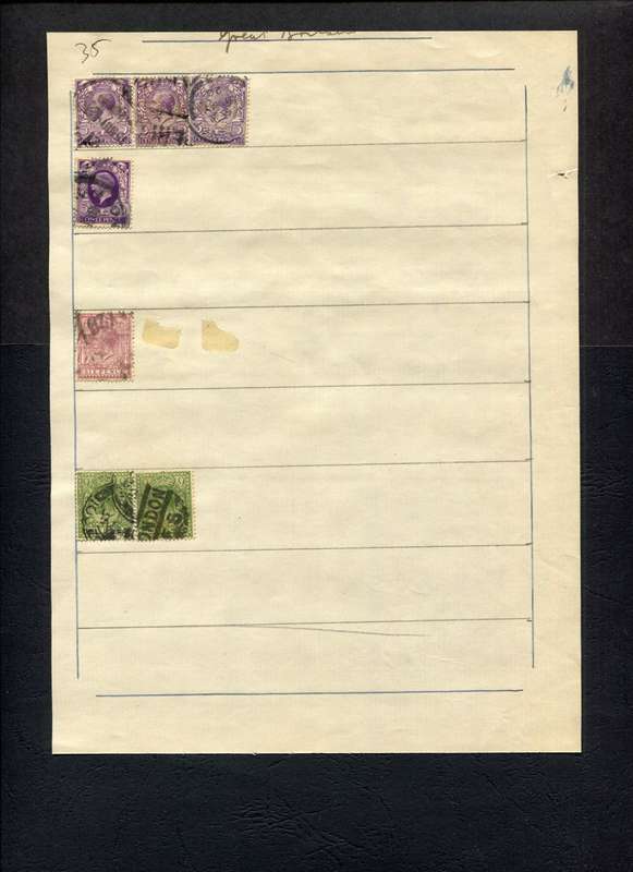 Great Britain - 7 Stamps Mounted (Hinged) on Old Album Page