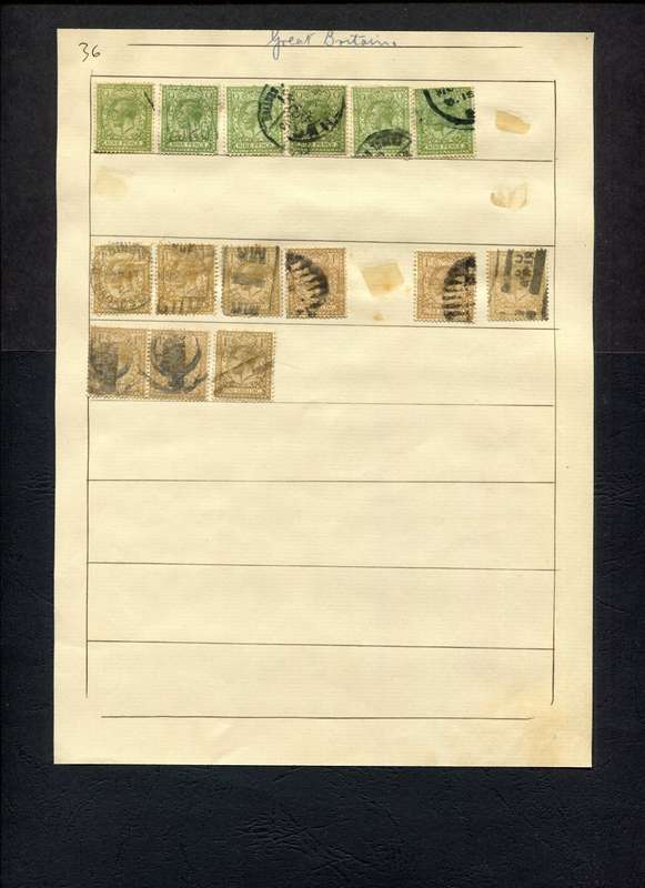 Great Britain - 15 Stamps Mounted (Hinged) on Old Album Page
