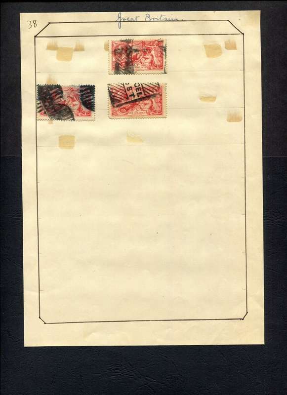 Great Britain - 3 Stamps Mounted (Hinged) on Old Album Page