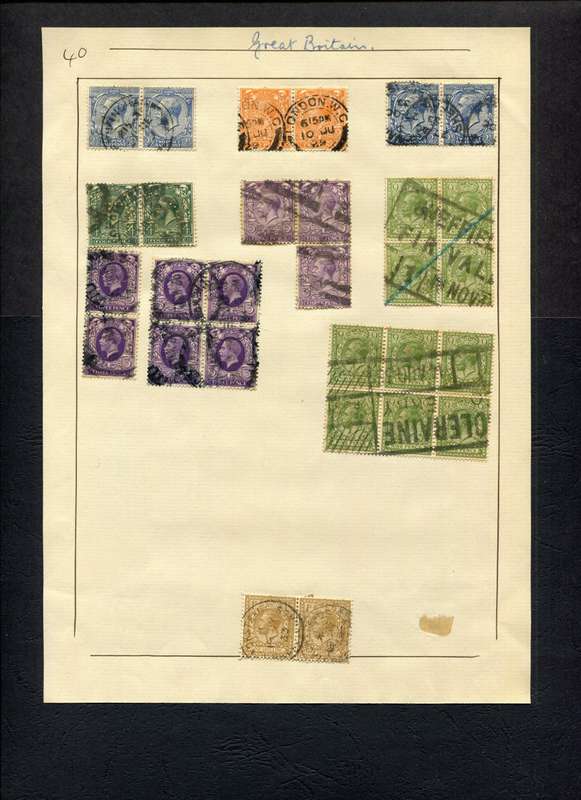 Great Britain - 29 Stamps Mounted (Hinged) on Old Album Page