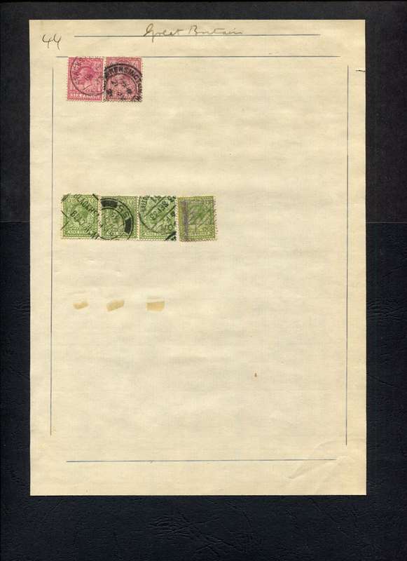 Great Britain - 6 Stamps Mounted (Hinged) on Old Album Page