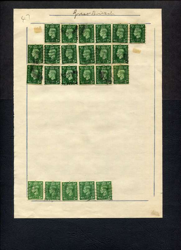 Great Britain - 23 Stamps Mounted (Hinged) on Old Album Page