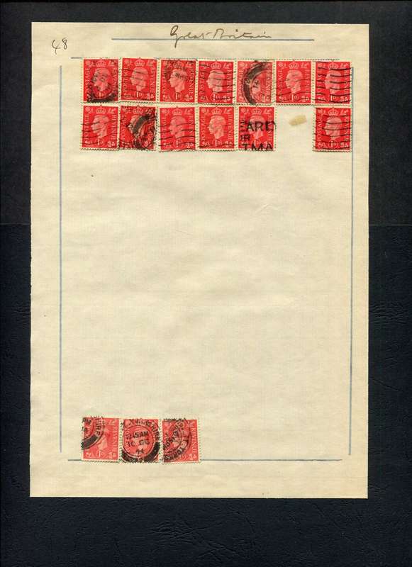 Great Britain - 16 Stamps Mounted (Hinged) on Old Album Page