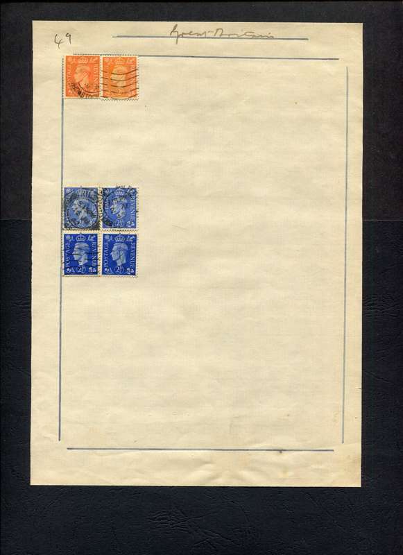 Great Britain - 6 Stamps Mounted (Hinged) on Old Album Page