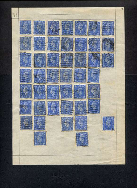 Great Britain - 46 Stamps Mounted (Hinged) on Old Album Page