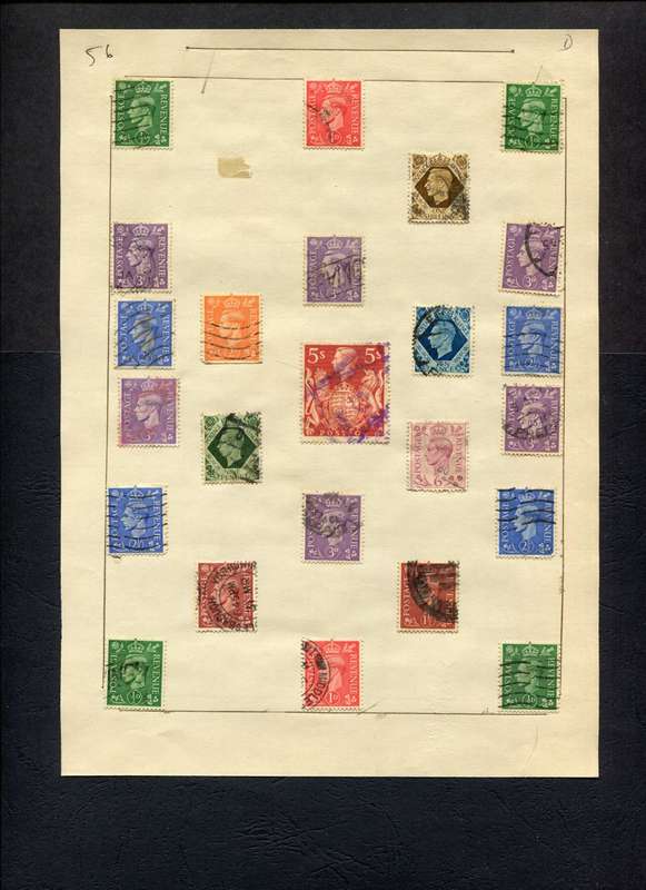 Great Britain - 24 Stamps Mounted (Hinged) on Old Album Page