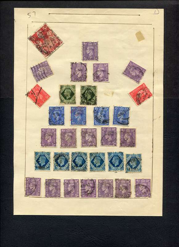 Great Britain - 32 Stamps Mounted (Hinged) on Old Album Page