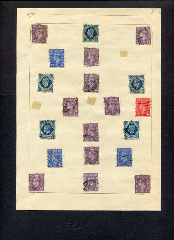 Great Britain - 20 Stamps Mounted (Hinged) on Old Album Page