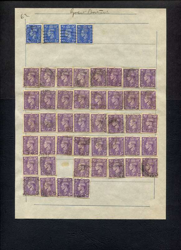 Great Britain - 41 Stamps Mounted (Hinged) on Old Album Page