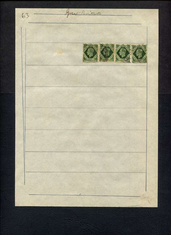 Great Britain - 4 Stamps Mounted (Hinged) on Old Album Page