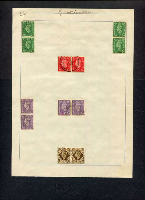 Great Britain - 12 Stamps Mounted (Hinged) on Old Album Page