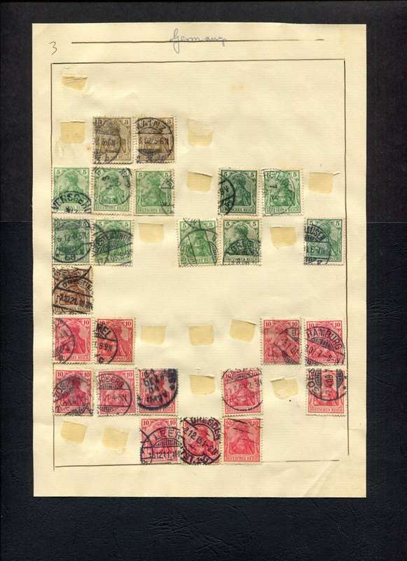 Germany - 23 Stamps Mounted (Hinged) on Old Album Page